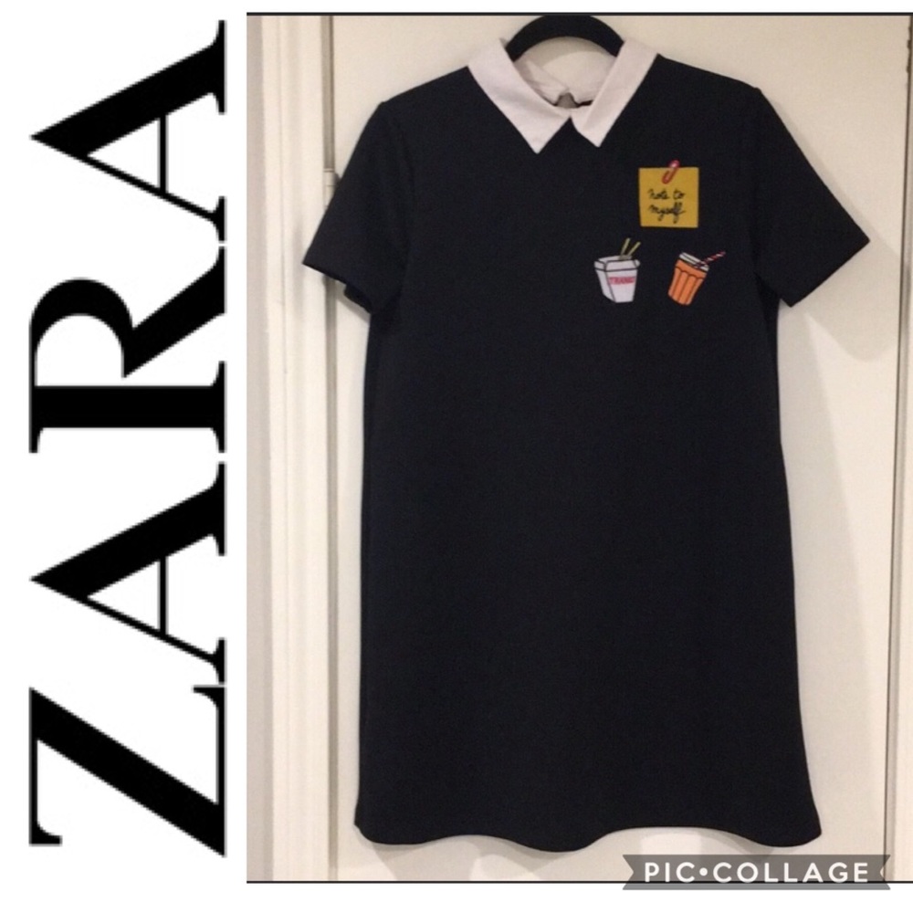 Zara Embroidered Shift Dress - M